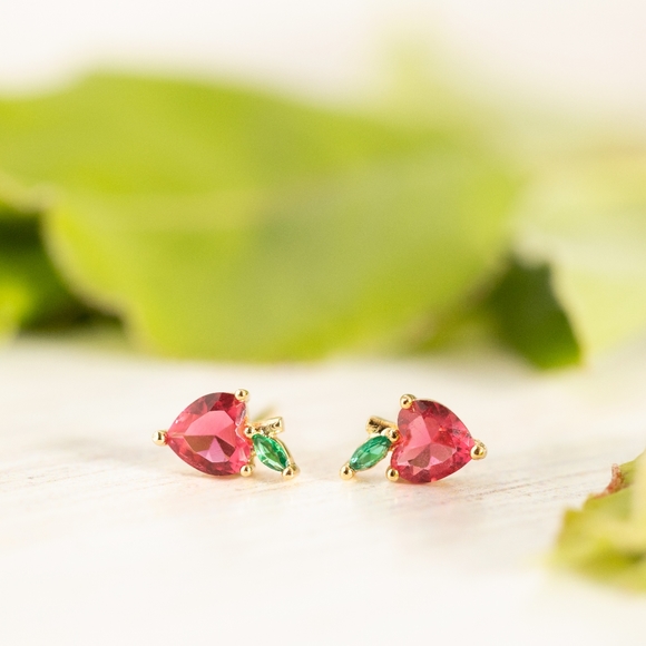 Dainty Apple Studs (S925) - Only 3 left! - Picture 5 of 11